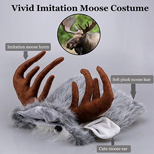 Onmygogo Funny Pet Reindeer Moose Costumes for Dog, Cute Furry Pet Wig for Halloween Christmas, Pet Clothing Accessories - Image 3