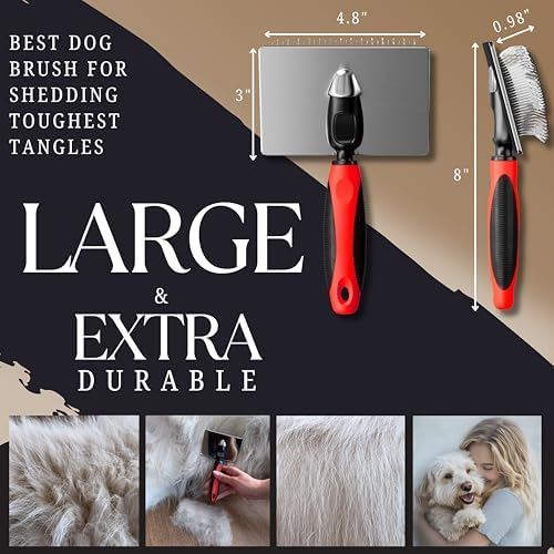 Dog Slicker Brush - Large - Protective Ball Tipped Pins Massages Pet Skin - Professional Groomer Dog Brush for Goldendoodle - Golden Retriever Brush (Large Size) - Image 5
