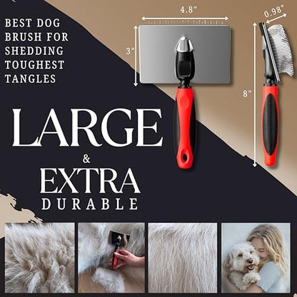 Dog Slicker Brush - Large - Protective Ball Tipped Pins Massages Pet Skin - Professional Groomer Dog Brush for Goldendoodle - Golden Retriever Brush (Large Size) - Image 5