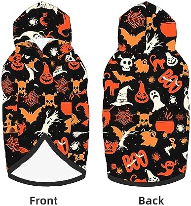 Halloween Dog Costume, Pumpkin Ghost Print Hoodie Winter Halloween Cosplay Clothes Sweaters Outfits Pullover Pets' Sweatshirt Hoodies with Pocket for Medium Large Dogs-XL - Image 3