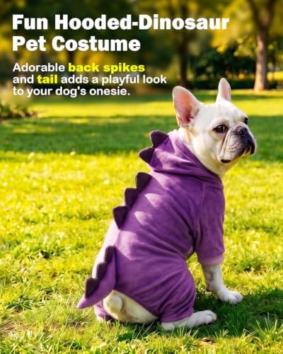 CuteBone Dinosaur Pet Costume Onesie - Hooded Puppy Pajamas - Small Dog Clothes Cat Full-Body Romper COSH05XL - Image 2