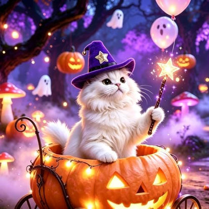 NAMSAN Pet Witch Costume for Cats Small Dogs Rabbits, Halloween Cat Wizard Hat, Small Dog Witch Hat, Halloween Cat Sorcerer Outfit for Holiday Party Cosplay Statue Decoration - Image 2