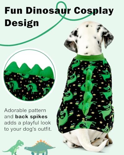 CuteBone Dinosaur Costume Dog Pajamas, Stretchy Spandex Crystal Velvet Sleepwear Coat for Small Dogs, Soft & Warm Pet Outfit Clothes for Cold Weather, Cozy Pullover Design COSP14XL - Image 2