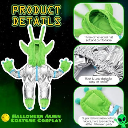 Halloween Green Alien Costume for Small Dog, Dog Astronaut Outfits, M - Image 2