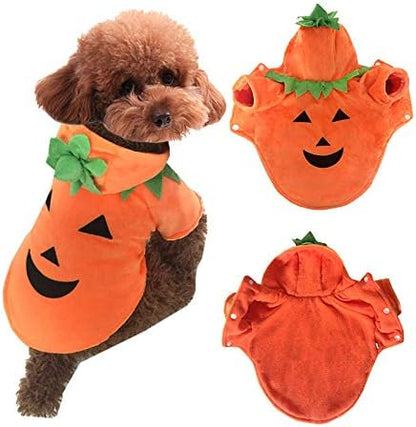 Dog Cat Halloween Pumpkin Costume, Pet Cosplay Costumes, Puppy Fleece Hoodie Coat for Small to Medium Dogs(X-Large) by ISMARTEN