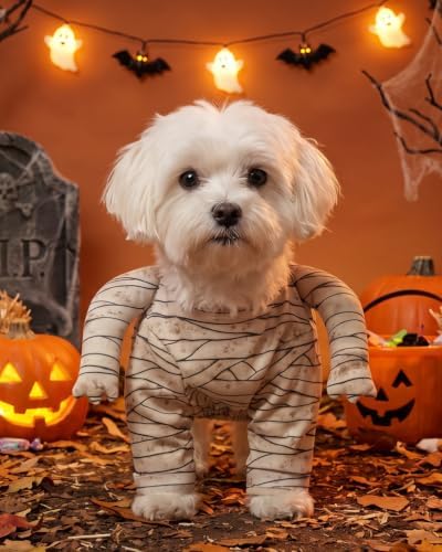 CuteBone Mummy Dog Halloween Costume Soft Stretch Bandage Outfit with 3D Long Sleeve Easy Velcro Back Closure Cosplay Party Clothes for Small Medium Dogs GBZ08L - Image 6