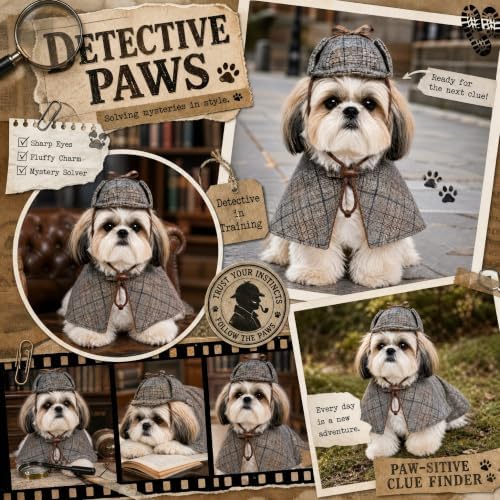 2 Pcs Small Dog Halloween Detective Costume, Party Outfit - Image 5