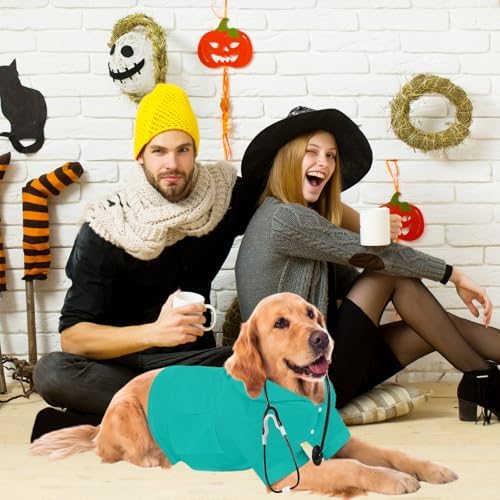Dog Doctor Costume Cat Surgeon Nurse Costumes with Stethoscope, Green, L - Image 5