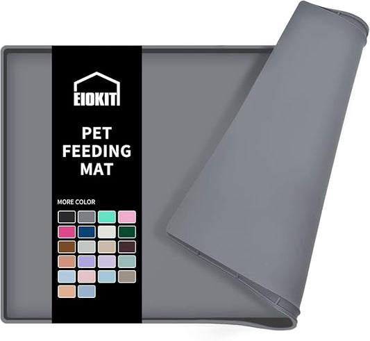 Dog Food Mat,Silicone Waterproof Food Tray,Non Slip Pet Bowl Mats Placemat,1" Raised Edge,Suitable for Most Small and Medium Sized Pets,32" x 24"