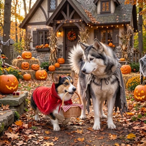 Haysandy Red Riding Hood Costume for Dog Pet Red Hooded Velvet Cloak, M - Image 4