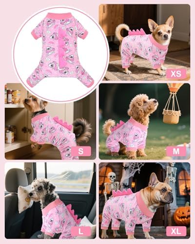 CuteBone Dinosaur Costume Dog Pajamas, Stretchy Spandex Crystal Velvet Sleepwear Coat for Small Dogs, Soft & Warm Pet Outfit Clothes for Cold Weather, Cozy Pullover Design COSP09XS - Image 5