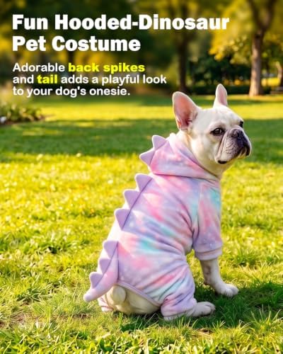CuteBone Dinosaur Pet Costume Onesie - Hooded Puppy Pajamas - Small Dog Clothes Cat Full-Body Romper COSH08L - Image 2