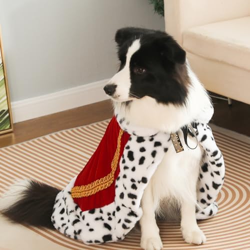 Lovelyshop Royal Velvet Pet Cloak with Fur Trim for Cats & Dogs, Red, L - Image 5