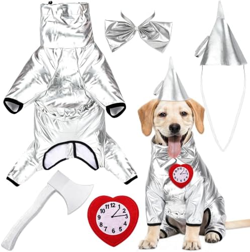 6 Pcs Halloween Dog Metallic Cosplay Costume Kit, Silver Gray, X-Large by Unknown