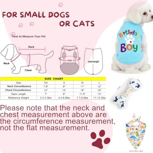 3-Piece Small Dog Happy Birthday Boy Shirt Blue Clothes & Bandanas & Toy Gift L - Image 2