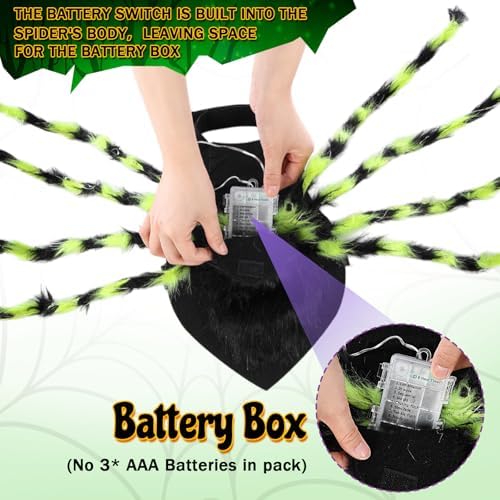 JaGely 2 Pcs Halloween Spider Dog Costume with LED Headband Body, Green - Image 4