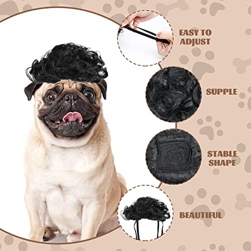 HOWWFALY Dog Costume Cat Apparel Dog Toys Curly Braids Headgear Wigs Styling Cute Funny Pet Hair Accessories Decoration for Halloween, Christmas, Parties (Black) - Image 3