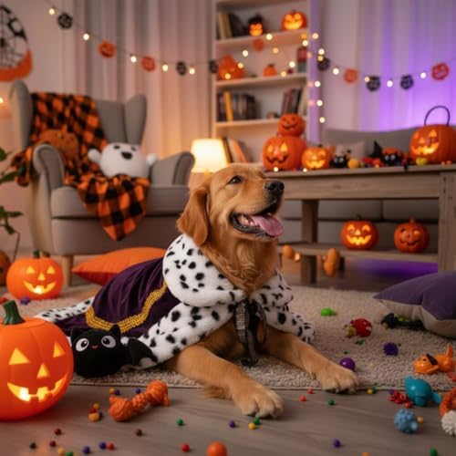 Lovelyshop Royal Velvet Pet Cloak with Fur Trim for Cats & Dogs, Purple, XL - Image 3