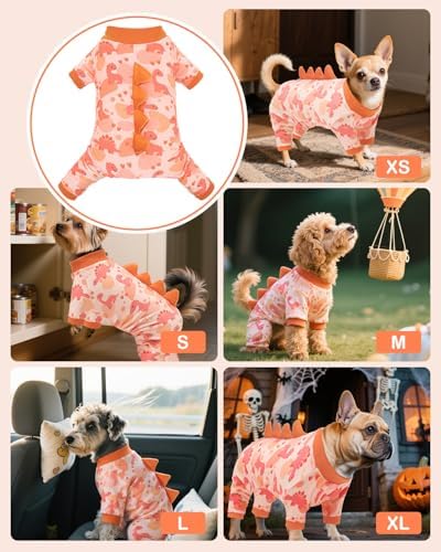 CuteBone Dinosaur Costume Dog Pajamas, Stretchy Spandex Crystal Velvet Sleepwear Coat for Small Dogs, Soft & Warm Pet Outfit Clothes for Cold Weather, Cozy Pullover Design COSP18L - Image 5