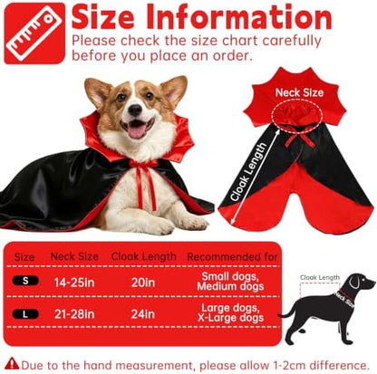 Dog Halloween Costumes, Dog Vampire Cape for Large Dogs - Image 2