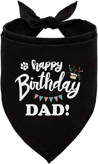 Happy Birthday Dad Dog Bandana, Dad's Gift Dog Bandana, Pet Scarf Accessories, Dogs Bandanas Gift for Small Medium Dogs (D62)
