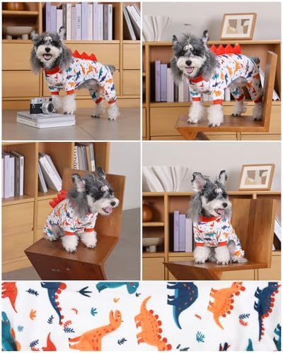 CuteBone Dinosaur Costume Dog Pajamas, Stretchy Spandex Crystal Velvet Sleepwear Coat for Small Dogs, Soft & Warm Pet Outfit Clothes for Cold Weather, Cozy Pullover Design COSP02XL - Image 6