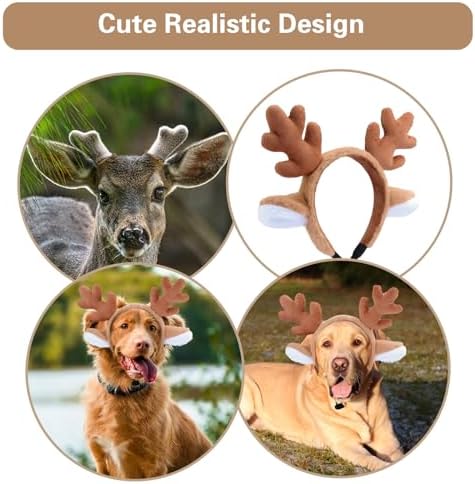 Beviliu 4pack Dog Reindeer Antlers Headband, Dog Christmas Antlers Costume - Image 6