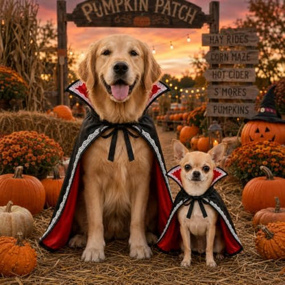 Halloween Dog Vampire Costume, Dog Halloween Costumes for Small Dogs, Dracula Dog Costume with Stand-Up Collar, Lace Trim and Adjustable Tie - Image 7