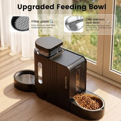 Dog Water & Food Dispenser Set, Gravity Automatic Pet Feeder, 4L x 2