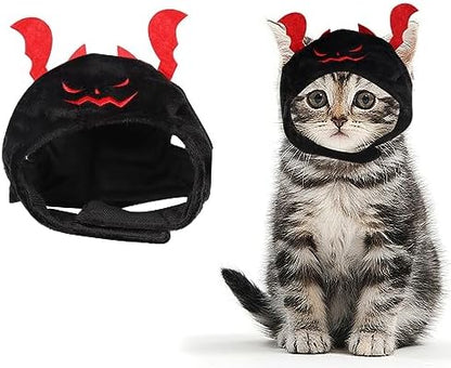 ALIBBON Cat Halloween Devil Costume Dog Halloween Devil Hat Pet Headdress for Halloween Party Adjustable Devil Cap Black Devil Hat Dress Up for Puppy Kitty Halloween Cosplay Costume by ALIBBON
