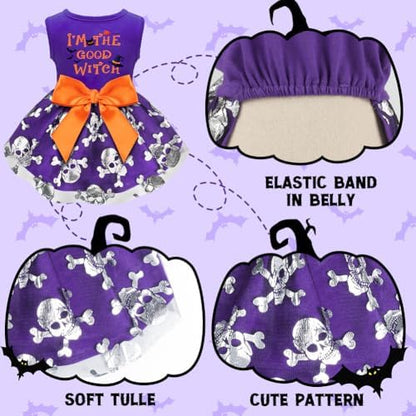 Dog Halloween Costumes Dog Dress Halloween Costumes for Dogs Funny Puppy Dress with Bow for Small Medium Large Dogs Pumpkin Witch Bat Pet Costume Halloween - Image 5