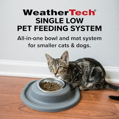 WeatherTech Single Low Pet Feeding System w/Plastic Dog/Cat Bowls - 16 oz (2 Cups) Tan (PSL1602TN)