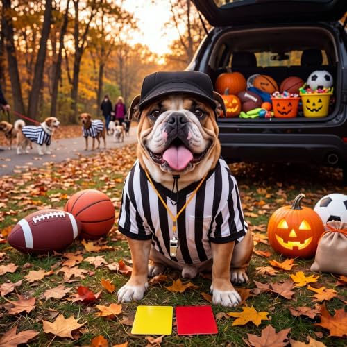 Halloween Large Dog Referee Costume Set with Shirt Cap Whistle Cards, L - Image 6