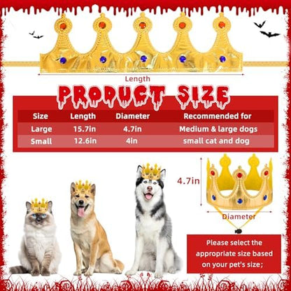 Small Dog Cat Halloween Costumes Dog King Costumes Cape Crown for Medium Dogs Funny King Prince Halloween Cosplay Costume for Small Dogs Cats - Image 3