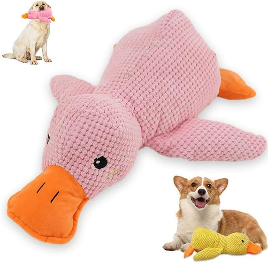 Dog Toys for Aggressive Chewers,2025 Upgraded Dog Chew Toys for Small Large Dogs,Indestructible Puppy Teething Toys,Plush Yellow Stuffed Duck Toy (Pink, Medium)