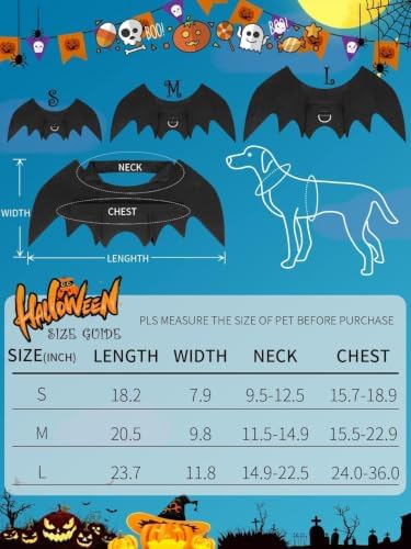 Halloween Dog Bat Wings Costume, Pet Halloween Cosplay Apparel, Adjustable Fit for Large Dogs (L) - Image 4
