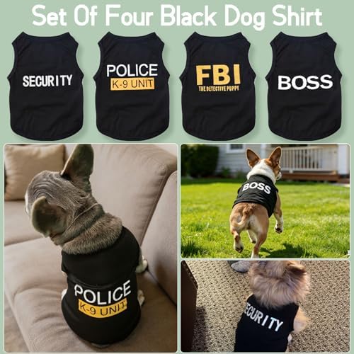 Dog Shirt 4 Pack Pet Clothes K9 Security Boss FBI Vest Costume for Cosplay - Image 2
