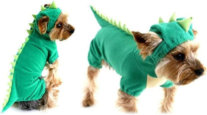 Hotumn Dinosaur Dog Halloween Costume Pet Dino Hoodie for Small Dogs (X-Small, Green) - Image 5