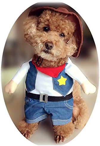 NACOCO Cowboy Dog Costume with Hat - Blue Cat & Small Dog Halloween Costume (Small) - Image 6