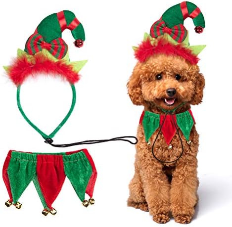 PAWCHIE Elf Christmas Hat Set - Dog & Cat Costume, Small Size by PAWCHIE