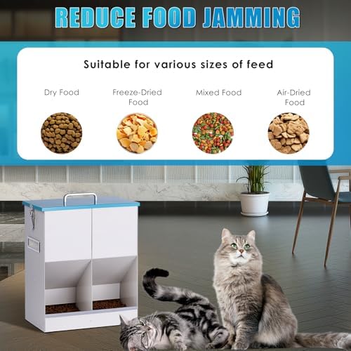 Outdoor Automatic Cat Feeder Gravity Feeder for Multi Feral Cat Dry Food