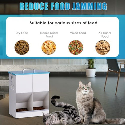 Outdoor Automatic Cat Feeder Gravity Feeder for Multi Feral Cat Dry Food