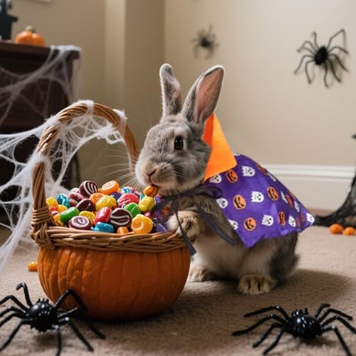 NAMSAN Pet Wizard Costume for Cats Small Dogs Rabbits, Halloween Cat Witch Cape, Stand-Up Small Dog Vampire Cloak, Halloween Pumpkin Cat Outfit for Holiday Party Cosplay Statue Decoration - Image 5