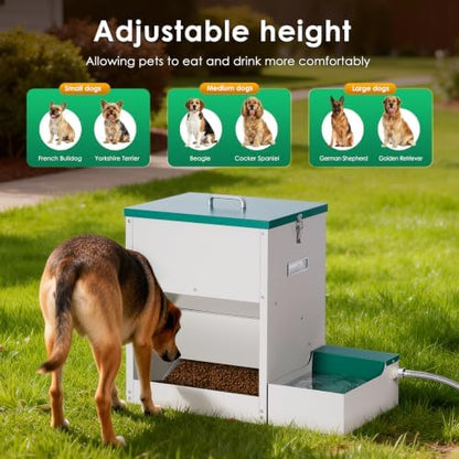 Metal Automatic Dog Feeder&Water Dispenser for Large Dogs Outdoor