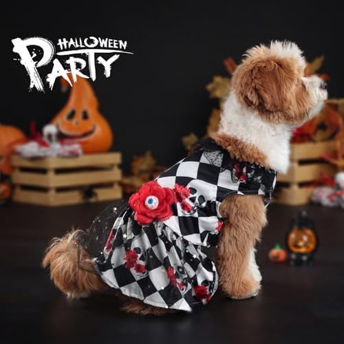 Skeleton Halloween Costume for Dogs & Cats - Funny Puppy Dress with Flower - Image 6