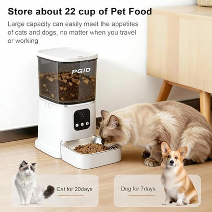 Automatic Cat Feeder,2.4G Automatic Dog Food Dispenser，Auto Dog Feeder with APP Control,5L Timed Auto Cats Food Dispenser w 2-Way Audio for Multiple Pet