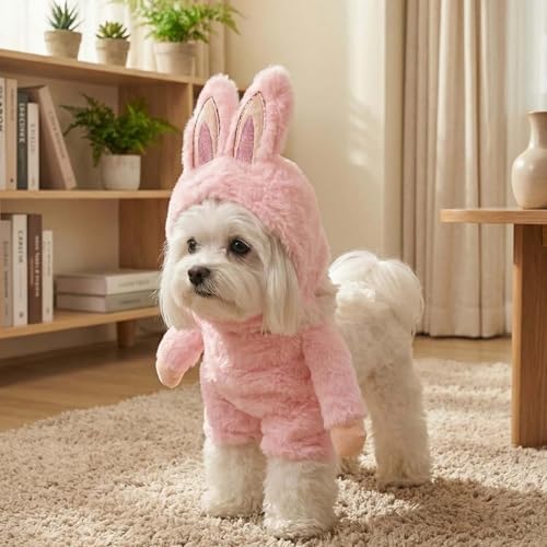 Halloween Small Large Dog Costume Bunny Outfit,Pink M - Image 3