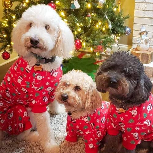 KYEESE Dog Christmas Pajamas for Small Medium Dogs Red Santa Velvet Onesie - Image 4