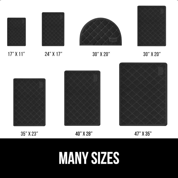 GORILLA GRIP Cat Litter Box Mat, 35x23 2 Pack, Water Resistant, US Designed Kitty Litter Trapping Mats, Easy to Clean Scatter Control, Less Mess and Clean Floors, Kitten Supplies for Indoor Cats Black