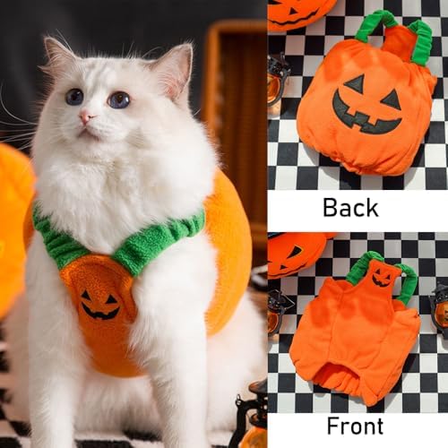 ANIAC Dog Pumpkin Costume Halloween Cat Pumpkin Outfit Funny Puppy Clothes for Small Dogs Pet Party Cosplay Accessories (Orange Clohes, X-Small) - Image 3